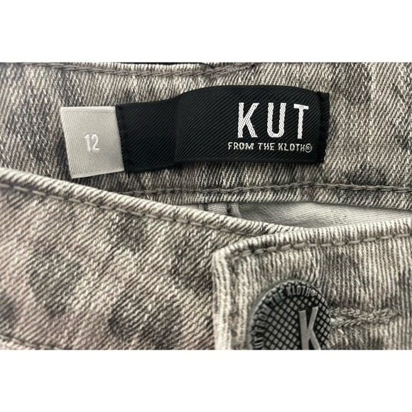 KUT FROM THE KLOTH Connie Leopard High Waist Raw Hem Ankle Skinny Jean Charcoal - Picture 5 of 6